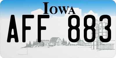 IA license plate AFF883