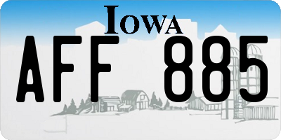 IA license plate AFF885