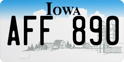 IA license plate AFF890