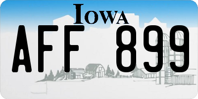 IA license plate AFF899