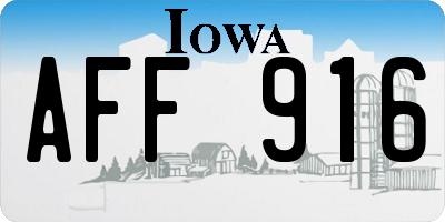IA license plate AFF916
