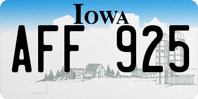 IA license plate AFF925