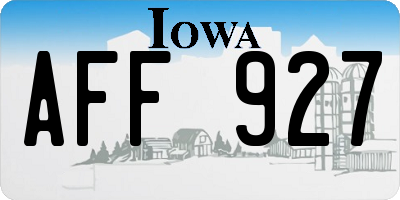 IA license plate AFF927