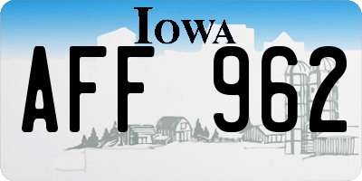 IA license plate AFF962