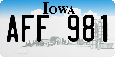 IA license plate AFF981