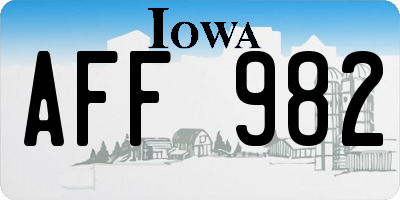 IA license plate AFF982