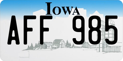 IA license plate AFF985