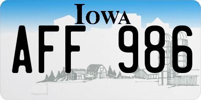 IA license plate AFF986