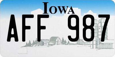 IA license plate AFF987