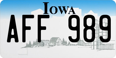 IA license plate AFF989