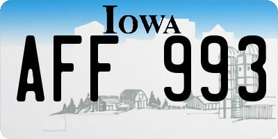 IA license plate AFF993