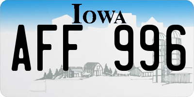 IA license plate AFF996