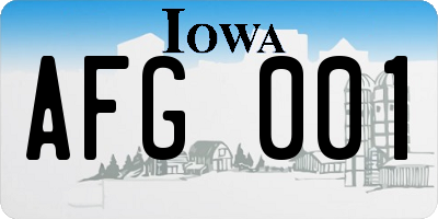 IA license plate AFG001