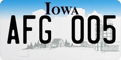 IA license plate AFG005