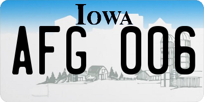 IA license plate AFG006