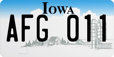 IA license plate AFG011