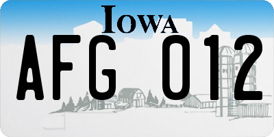IA license plate AFG012