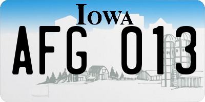 IA license plate AFG013