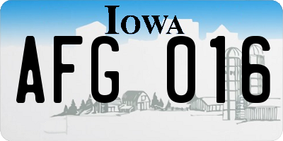 IA license plate AFG016