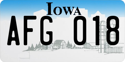 IA license plate AFG018