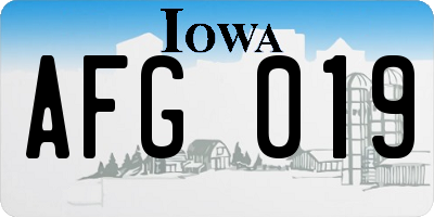 IA license plate AFG019