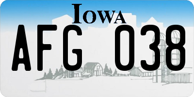 IA license plate AFG038