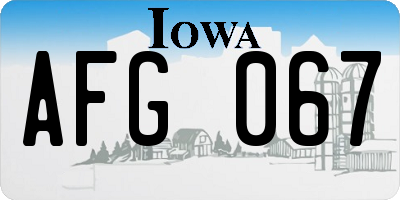 IA license plate AFG067