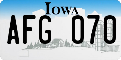 IA license plate AFG070