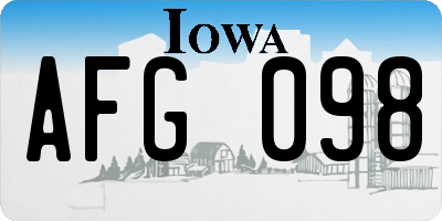 IA license plate AFG098