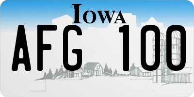 IA license plate AFG100