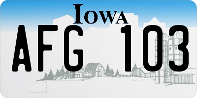 IA license plate AFG103