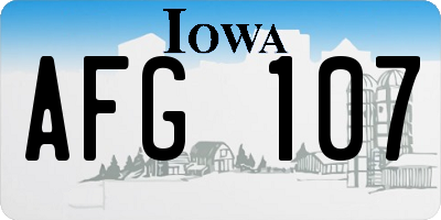 IA license plate AFG107