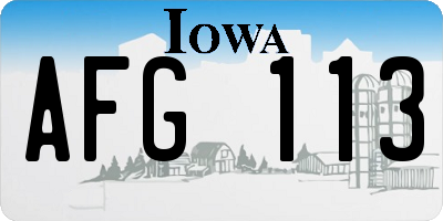 IA license plate AFG113