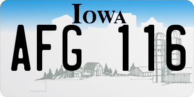 IA license plate AFG116