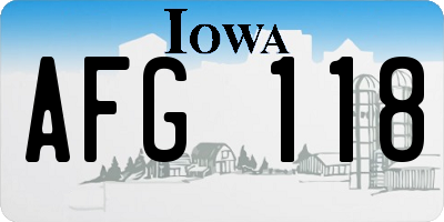 IA license plate AFG118