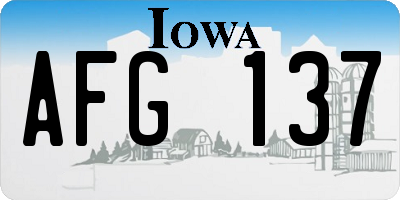 IA license plate AFG137