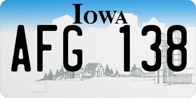 IA license plate AFG138