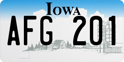 IA license plate AFG201