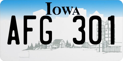 IA license plate AFG301