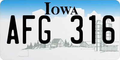 IA license plate AFG316