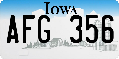 IA license plate AFG356