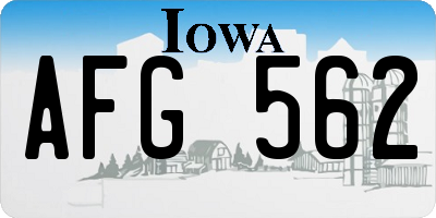 IA license plate AFG562