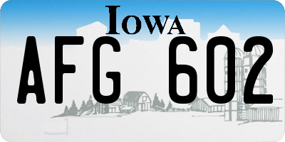 IA license plate AFG602