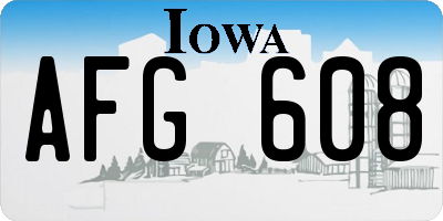 IA license plate AFG608
