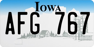 IA license plate AFG767