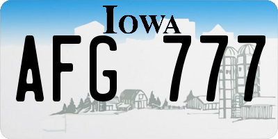 IA license plate AFG777