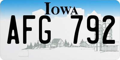 IA license plate AFG792