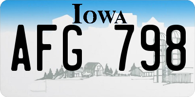 IA license plate AFG798