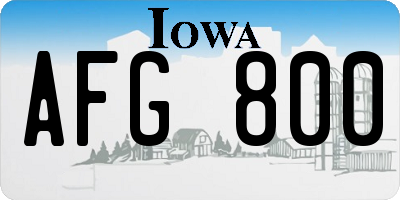 IA license plate AFG800