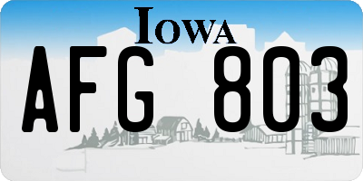 IA license plate AFG803